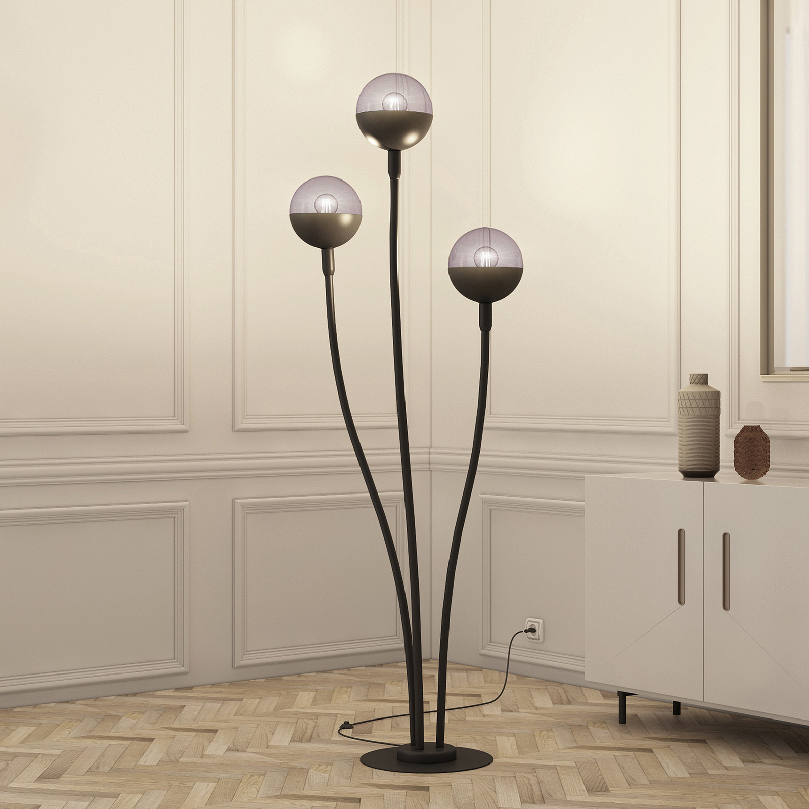 Lucande Dustian floor lamp, 3-bulb