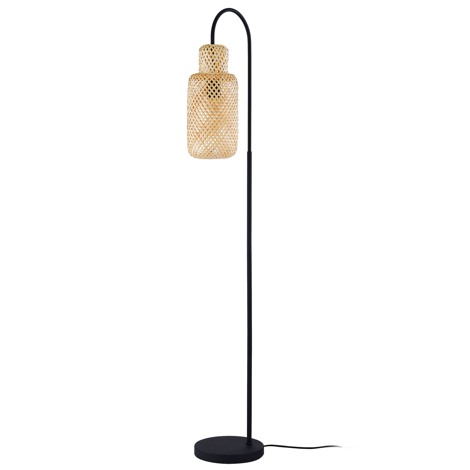 Lindby Venora floor lamp, bamboo lampshade, 1-bulb