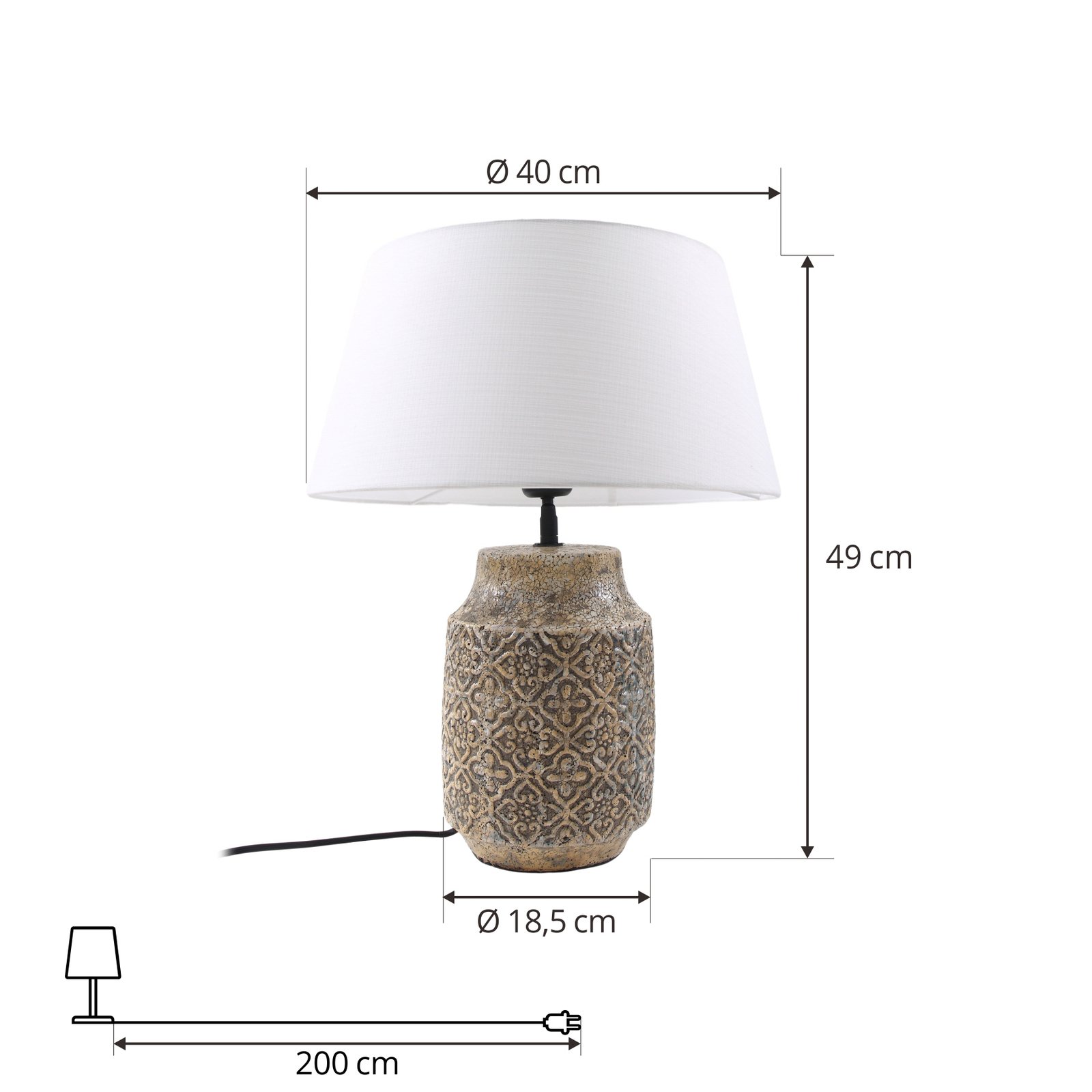 Lindby lampe à poser Aelith, Ø 40 cm, brun, céramique, E27