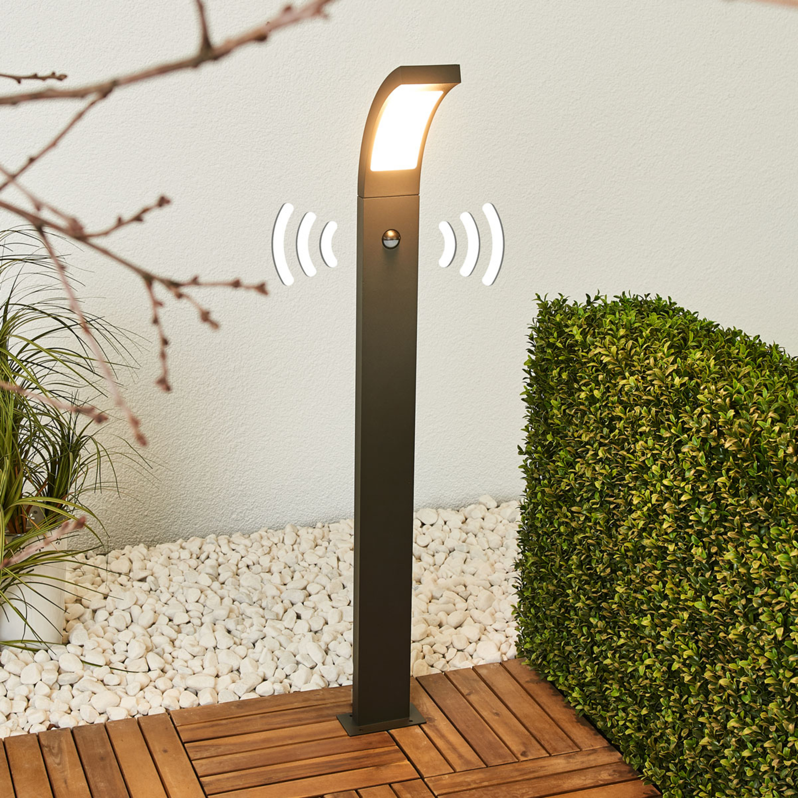 Sensor LED tuinpad verlichting Juvia van aluminium