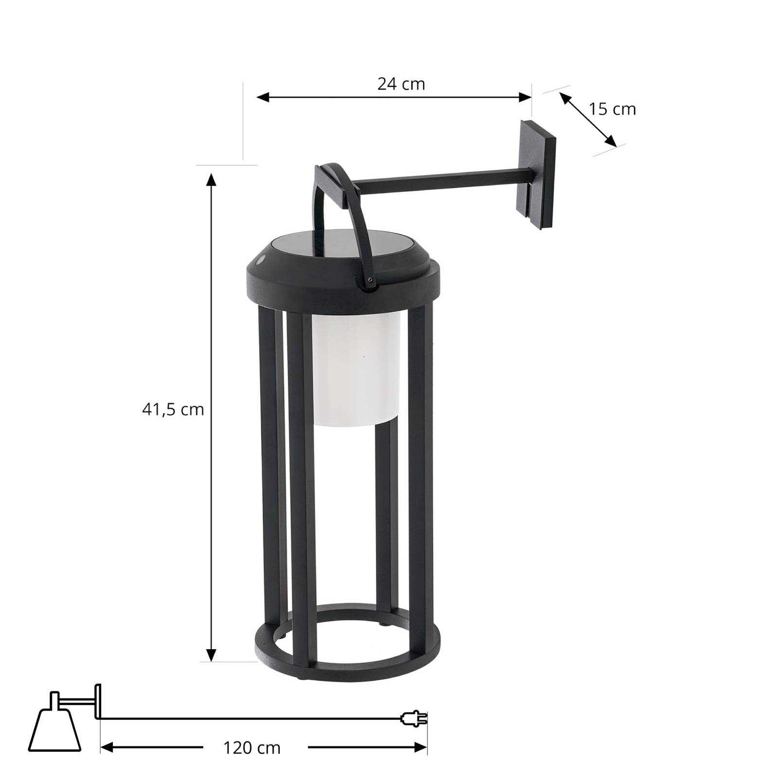 Lucande lampa solarna LED 2 w 1 Tilena, czarna, okrągła, aluminium