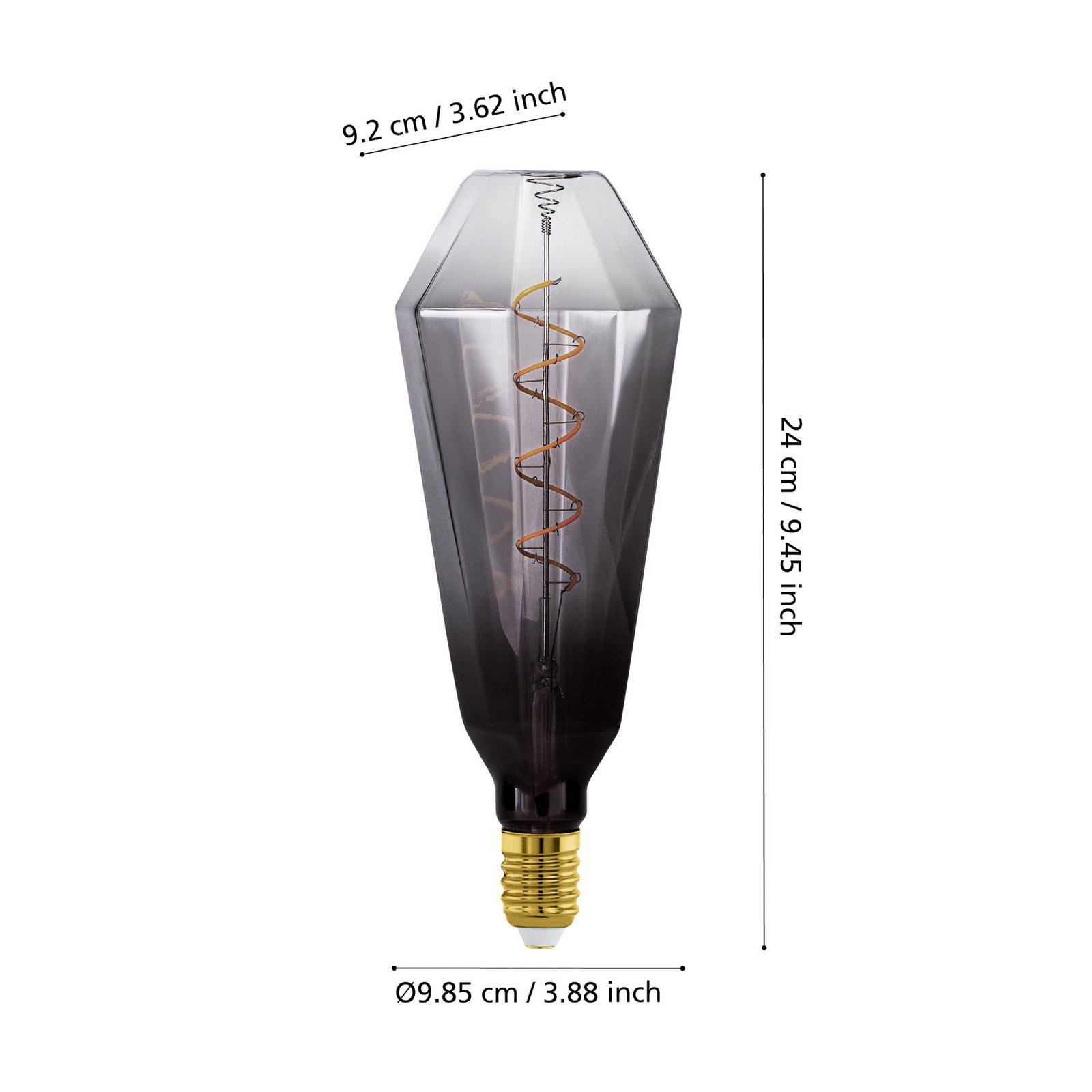 LED-pære E27 4W T100 1800K Filamentpære røykfarget dimbar