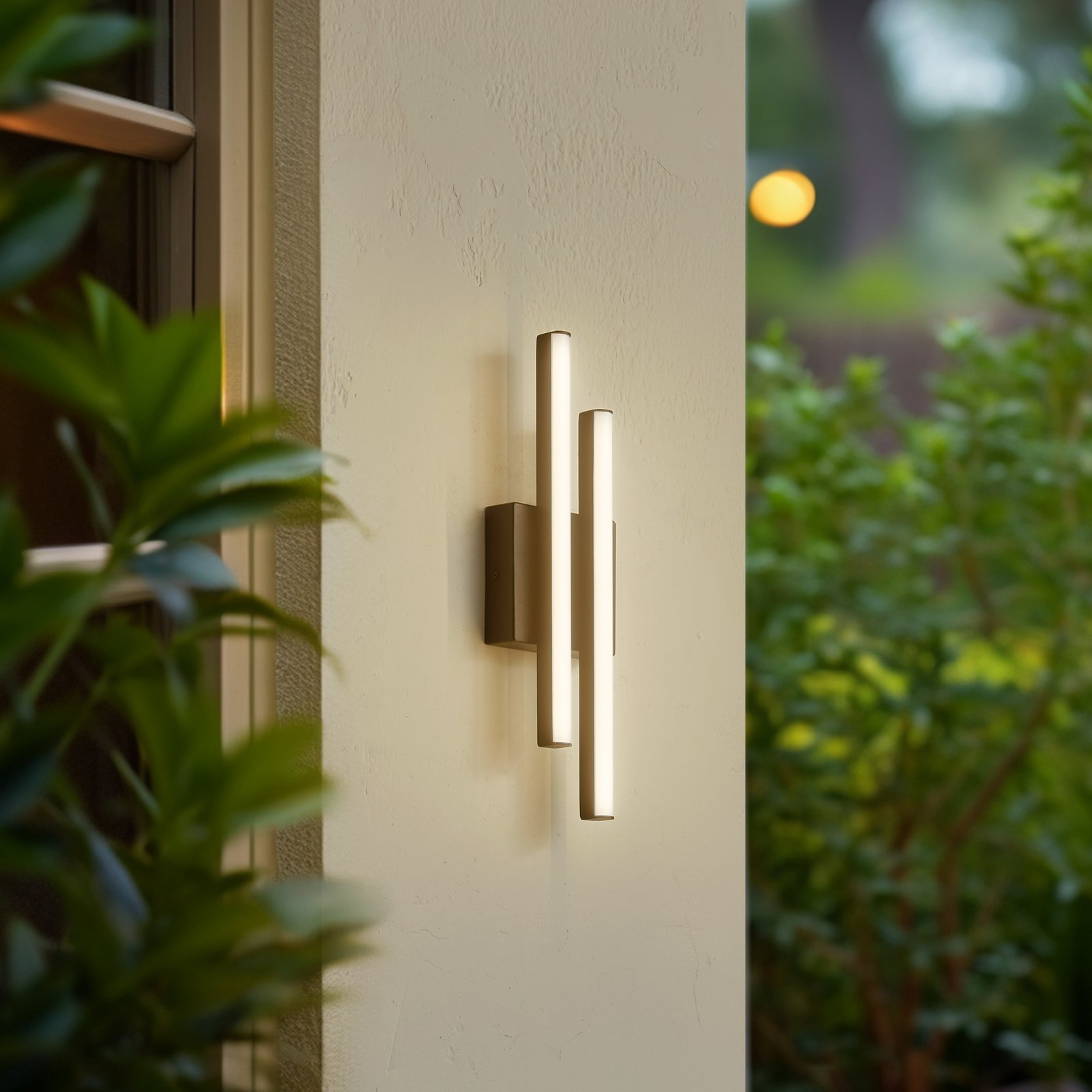 Lindby LED outdoor wall light Abelia, black, aluminium, stainless steel