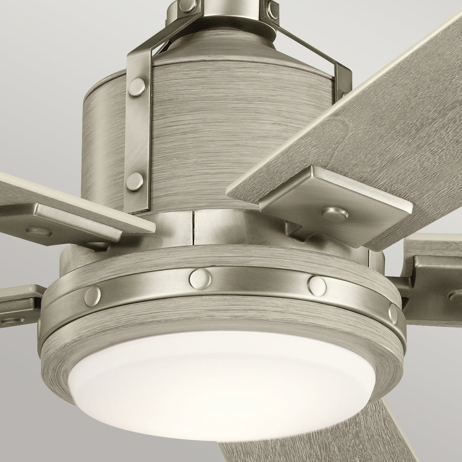Colerne 52 LED ceiling fan, nickel/white walnut