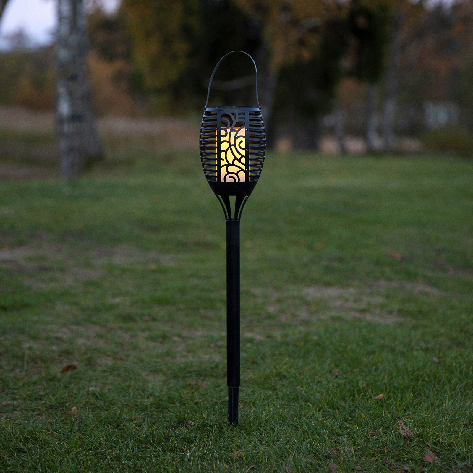 Láng LED napelemes lámpa, három használati lehetőséggel, 42 cm