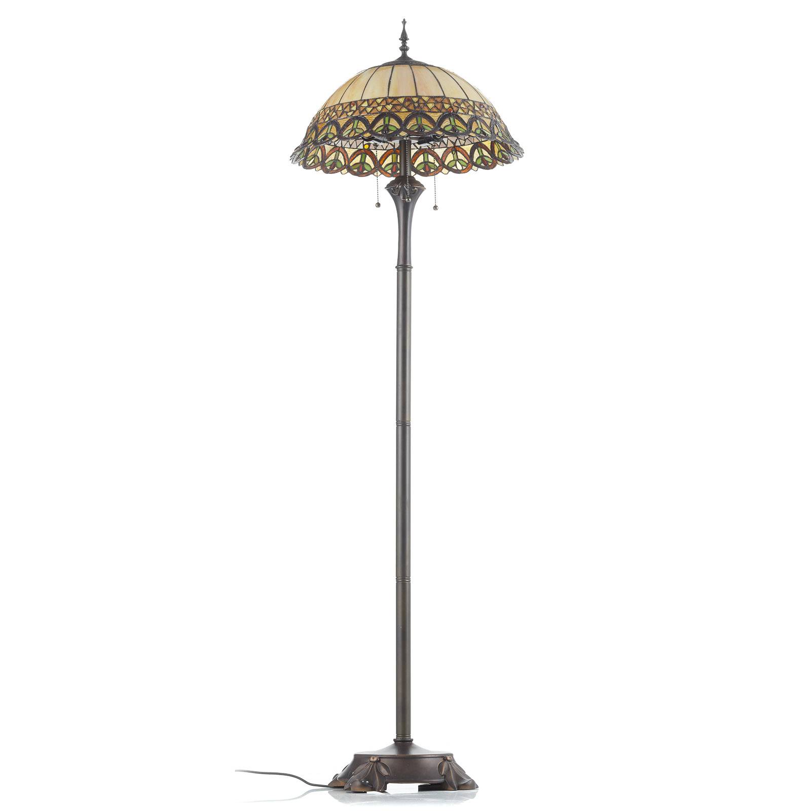 Frieda – lampadaire avec abat-jour Tiffany