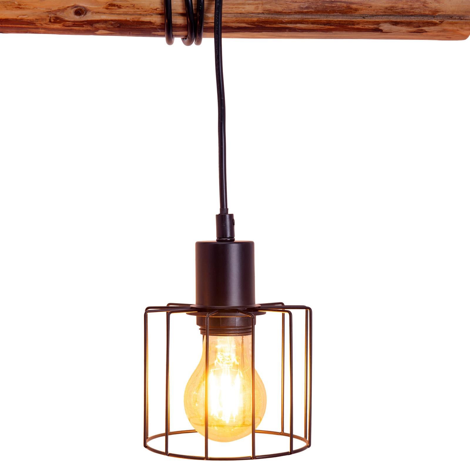 Woodland pendant light four-bulb cage lampshades