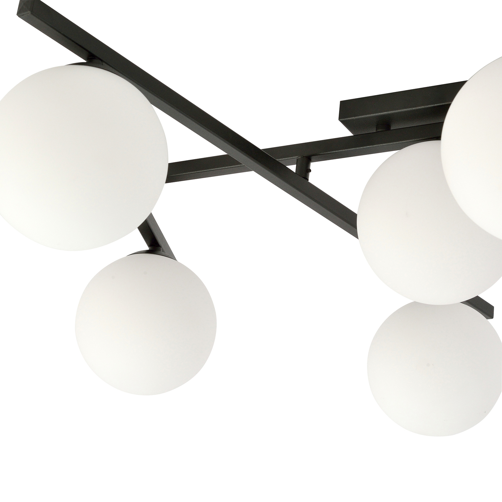 Plafondlamp Smart, zwart/opaal, 5-lamps