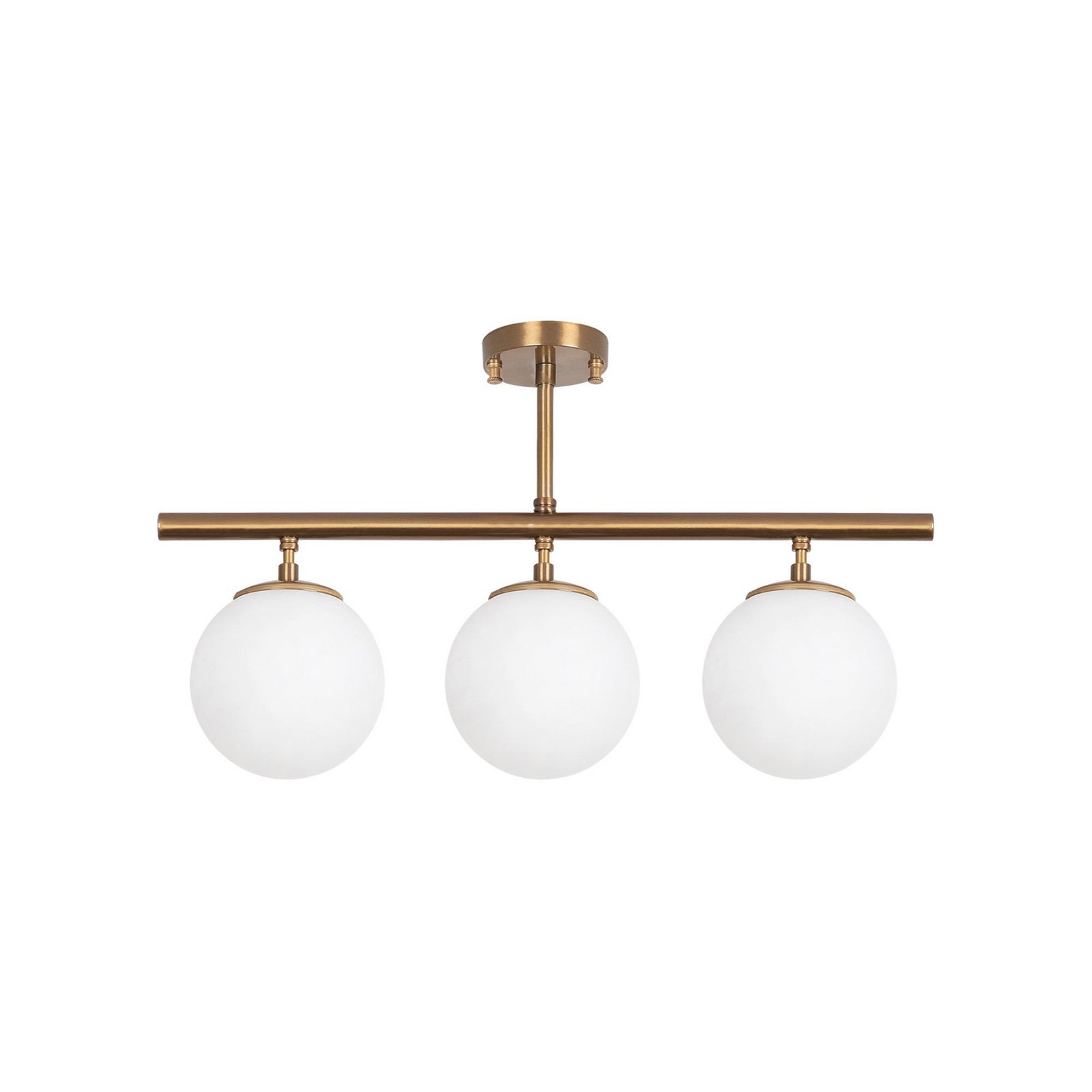 Atmaca ceiling light, 3-bulb, antique gold, glass, 60 cm