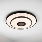 Genua LED ceiling lamp, black, iron, CCT, remote control