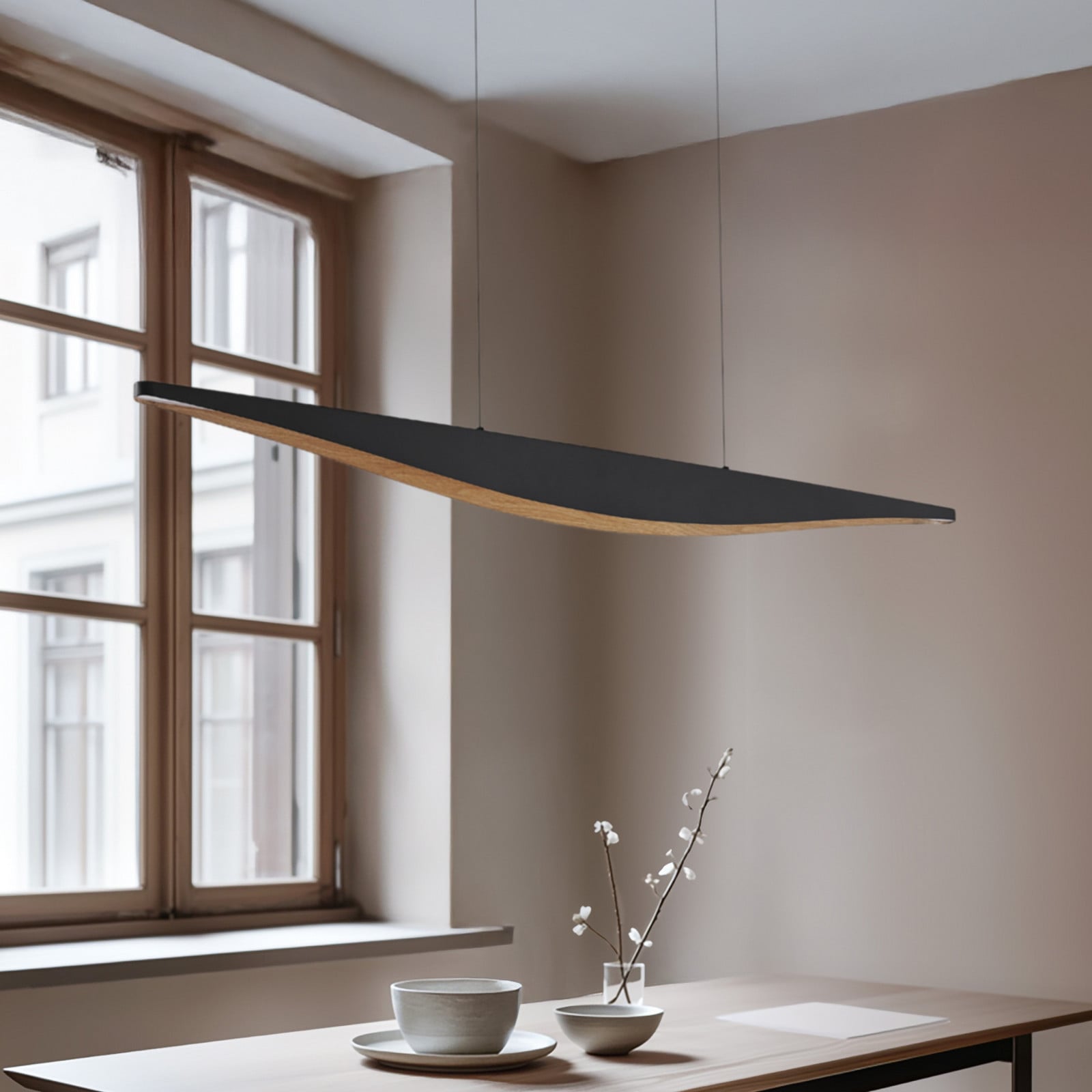 Lampă suspendată LED Lucande Clavit negru 140 cm dimabilă - Camera de zi / sufragerie - Modern - Metal