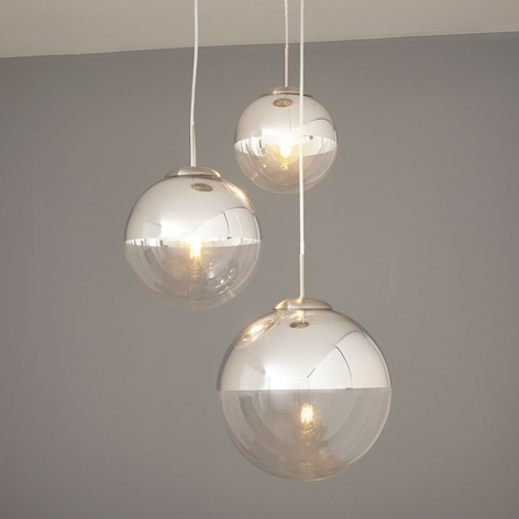 Lampa wisząca Ravena, kule szklane, 3-punktowa