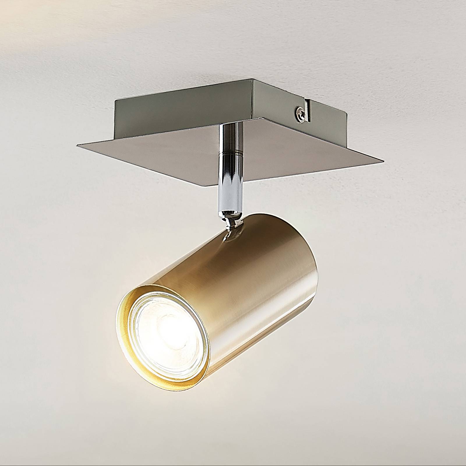 Lindby Joffrey wall spotlight, nickel - Living / Dining Room - dimmable - Modern - Silver