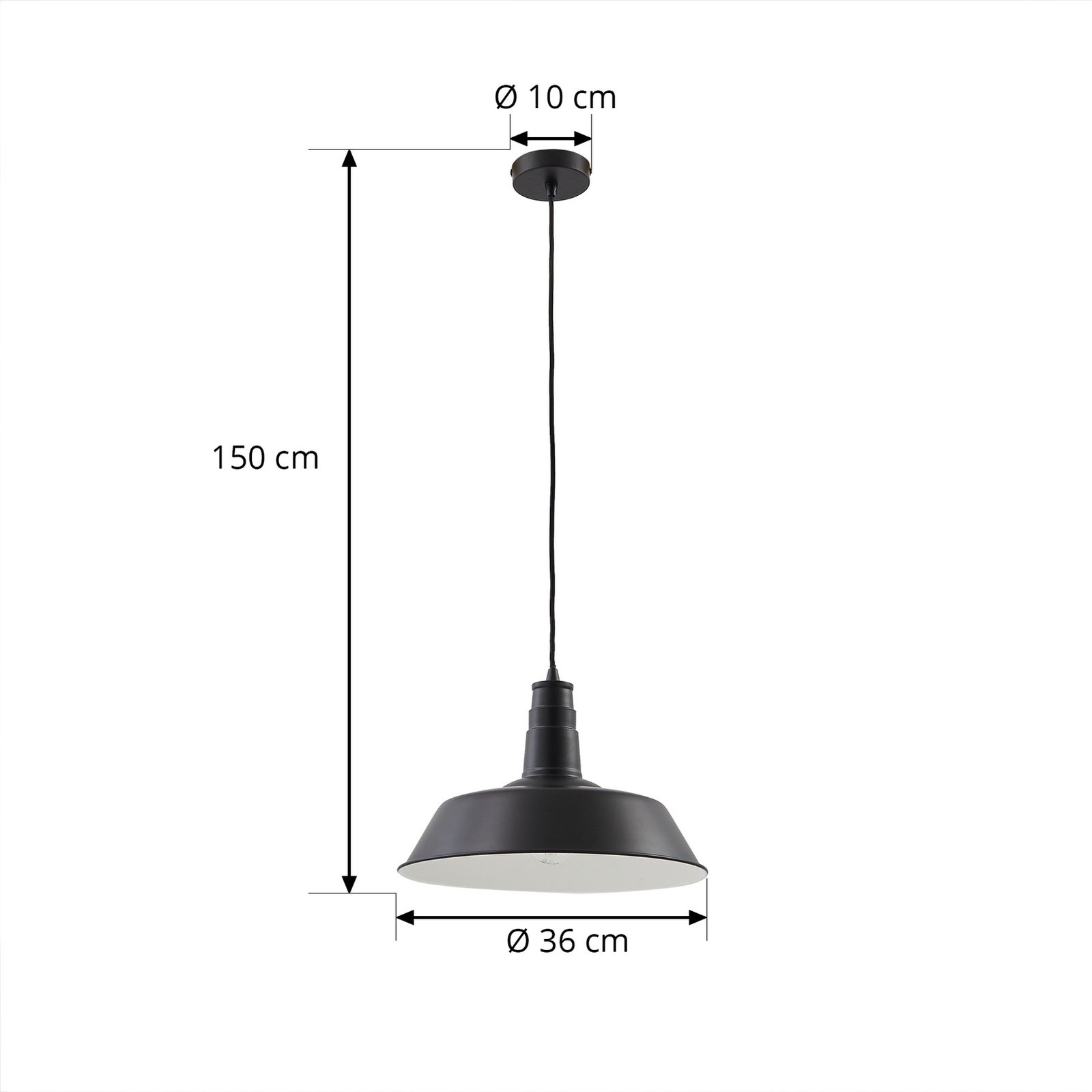 Lindby Laylan pendant light, black/white, Ø 36 cm, metal