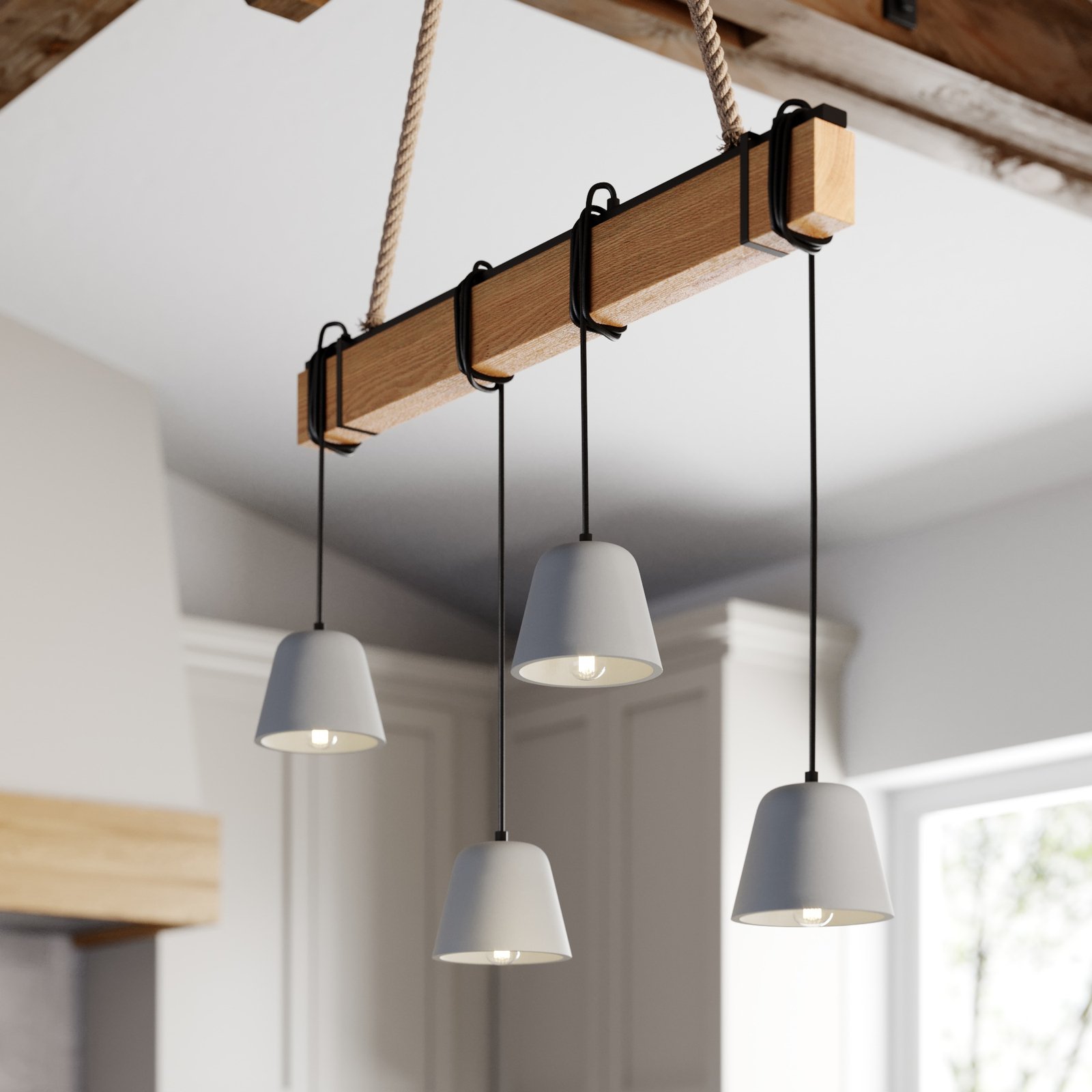 Lucande Hakona houten hanglamp