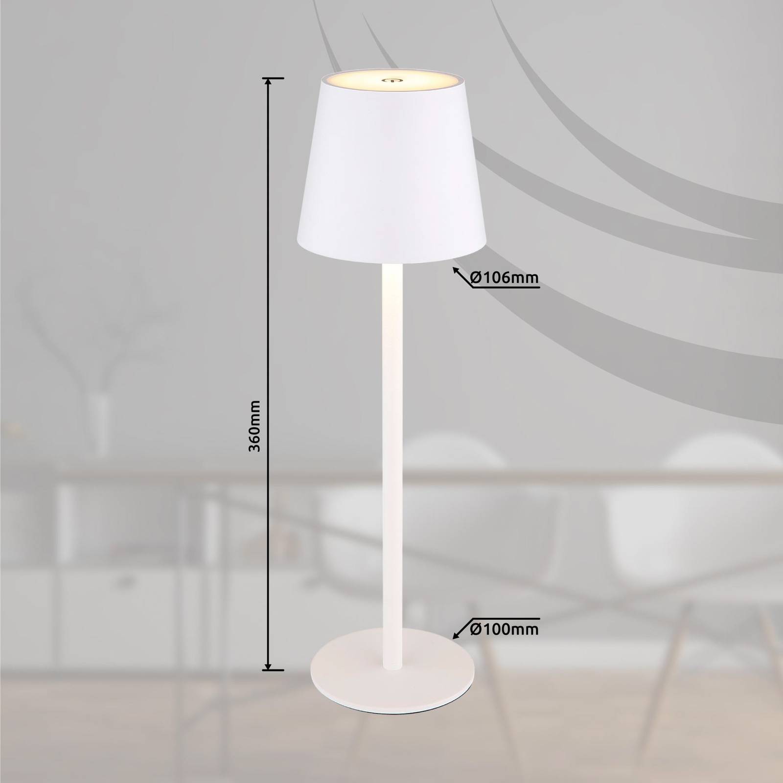Oppladbar LED-bordlampe Vannie hvit høyde 36 cm CCT