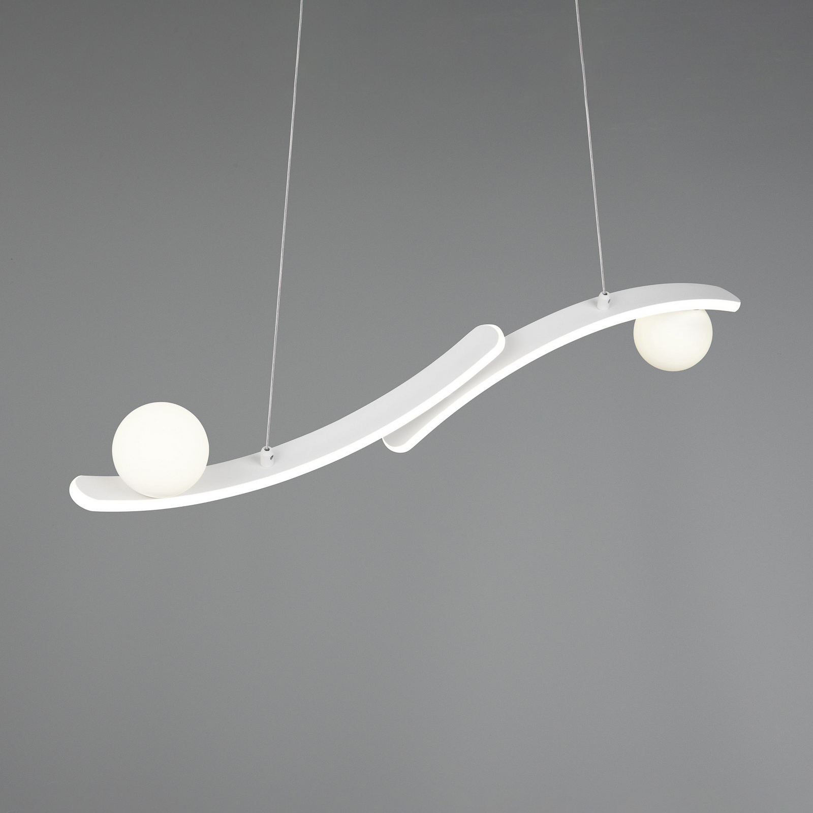 Lampă suspendată LED Napoli, alb mat, lungime 82 cm, metal, CCT