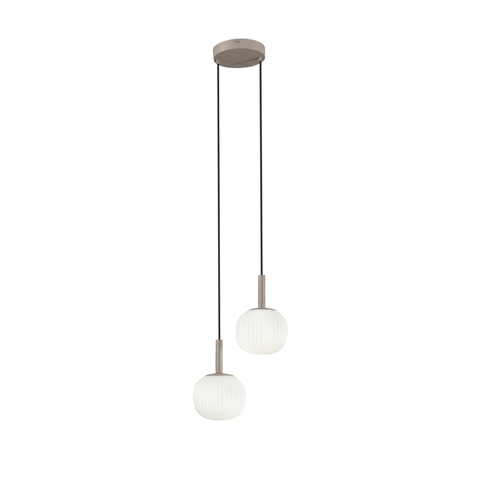 Eris lógó lámpa, hossza 26 cm, barna/fehér, fém/üveg, 2 izzós