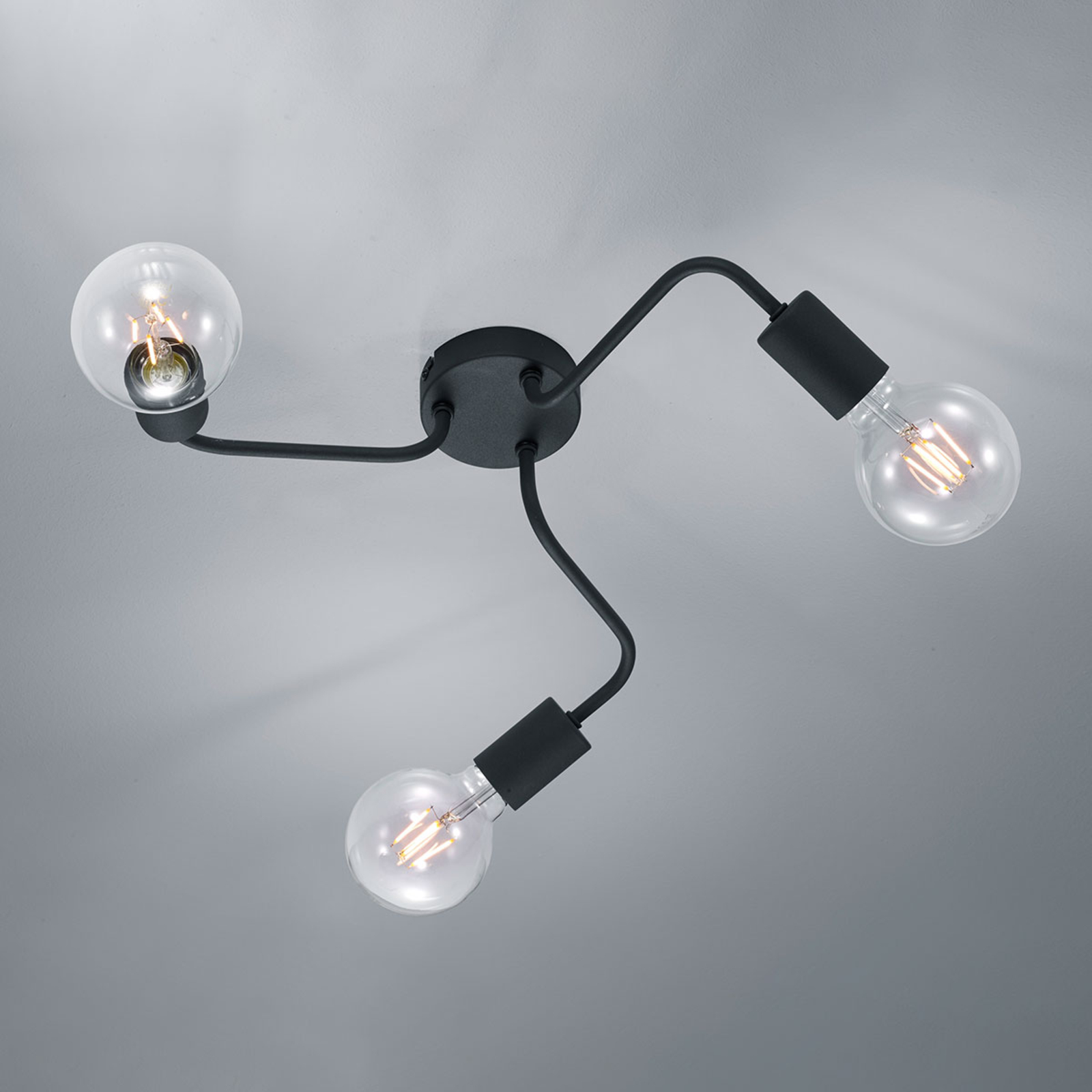 Diallo ceiling light, three-bulb, matt black