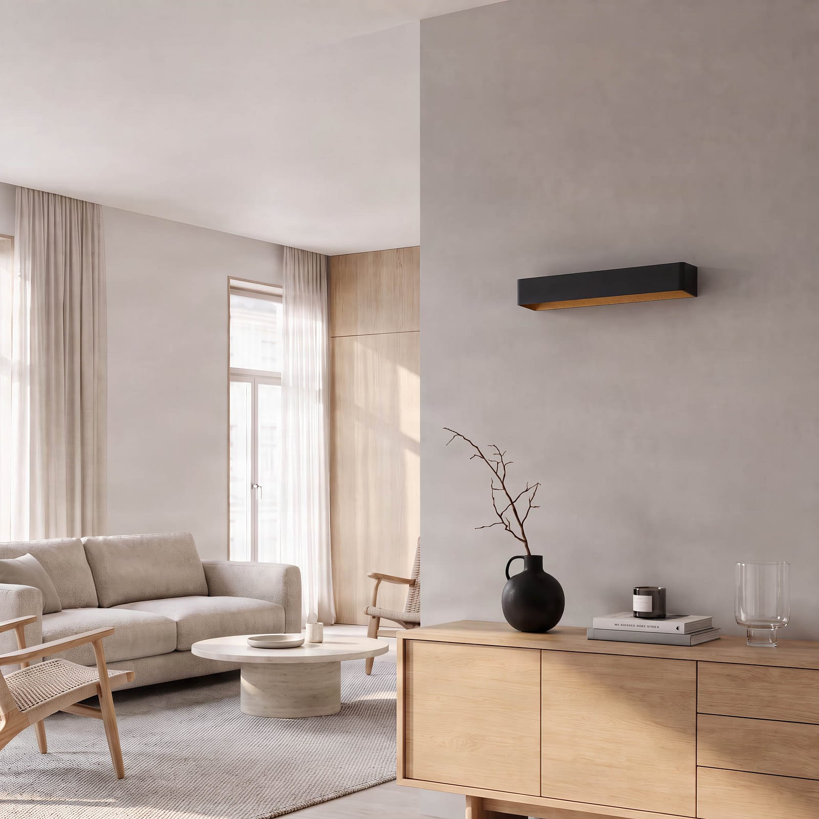 Arcchio kinkiet LED Karam, 53 cm, czarny, metal, up/down