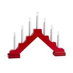 Evelin LED candelabra, wood, 7-bulb, red