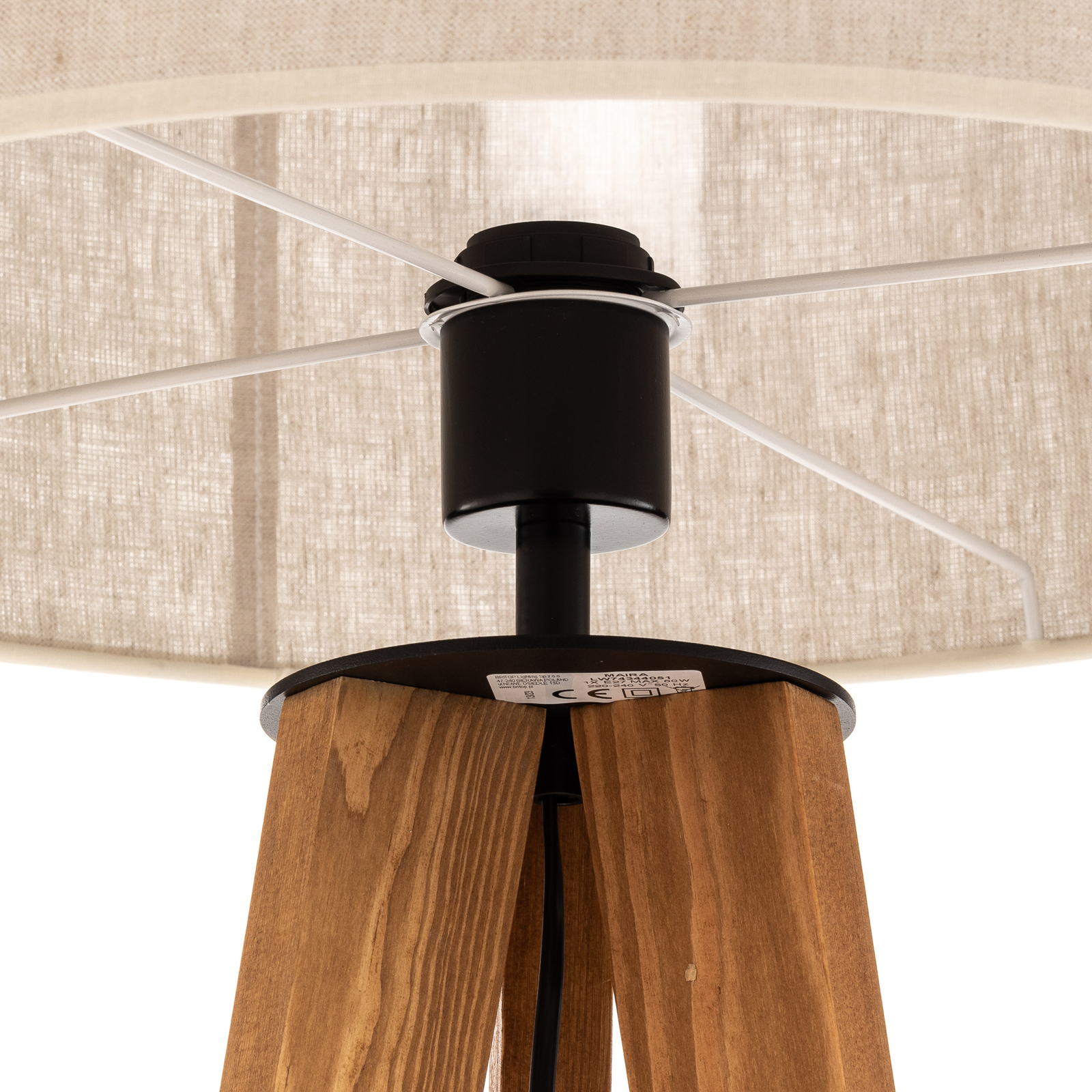 Maira floor lamp, tripod, stained pine, beige