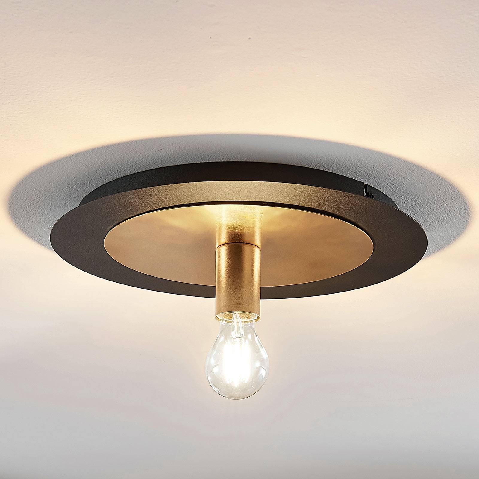 Metalowa lampa sufitowa Justik, 1-punktowa, czarna
