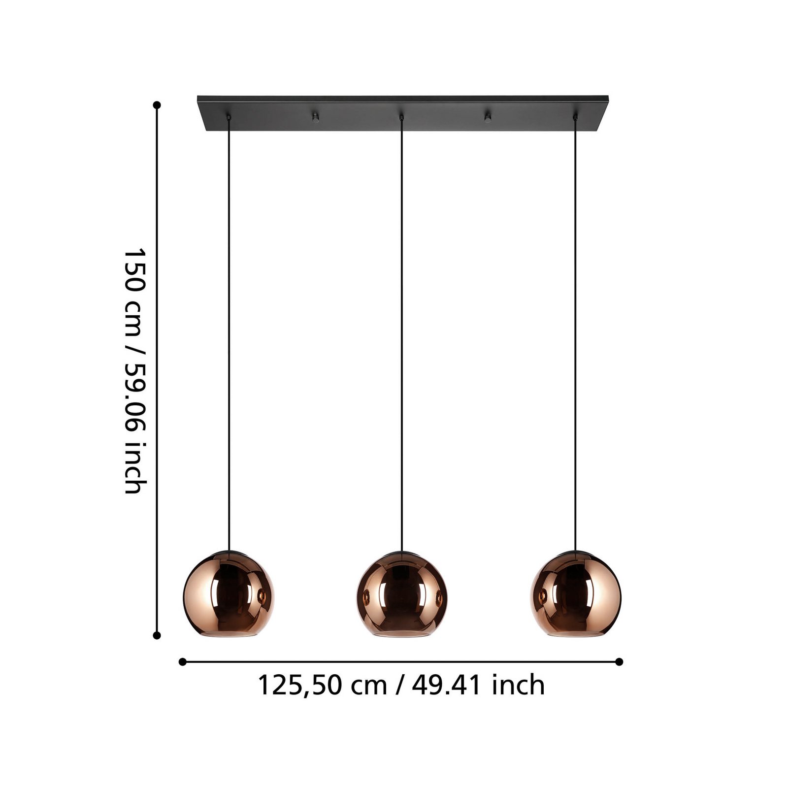 EGLO Stars Of Light suspension Cordoba, à 3 lampes, longue, cuivre