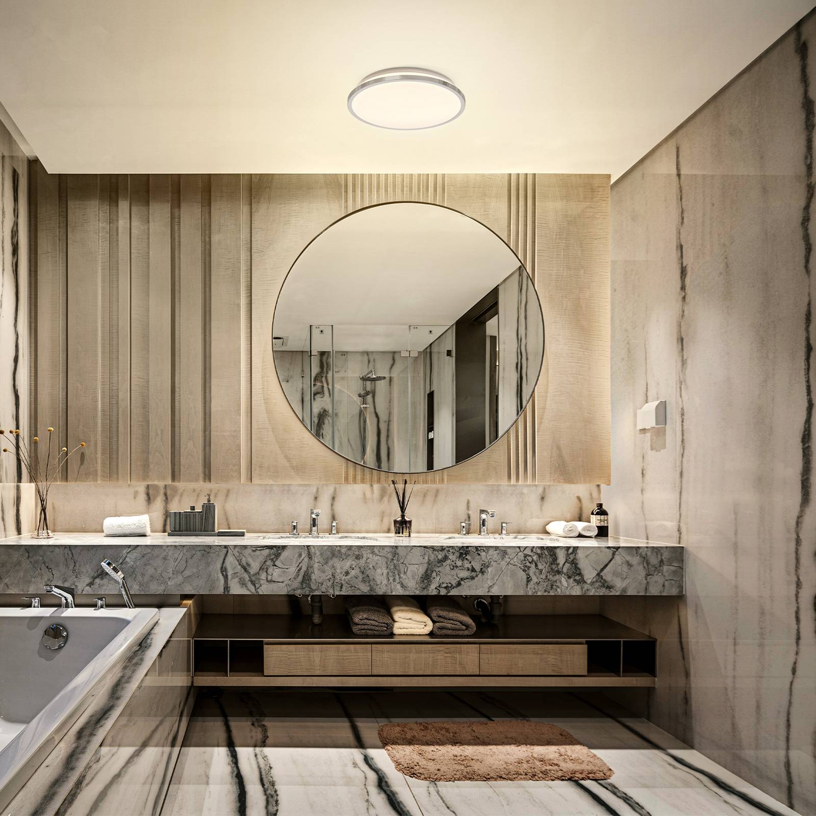 OSRAM LED-Deckenleuchte BATHROOM, chrom, Ø 30 cm, IP44, CCT günstig online kaufen