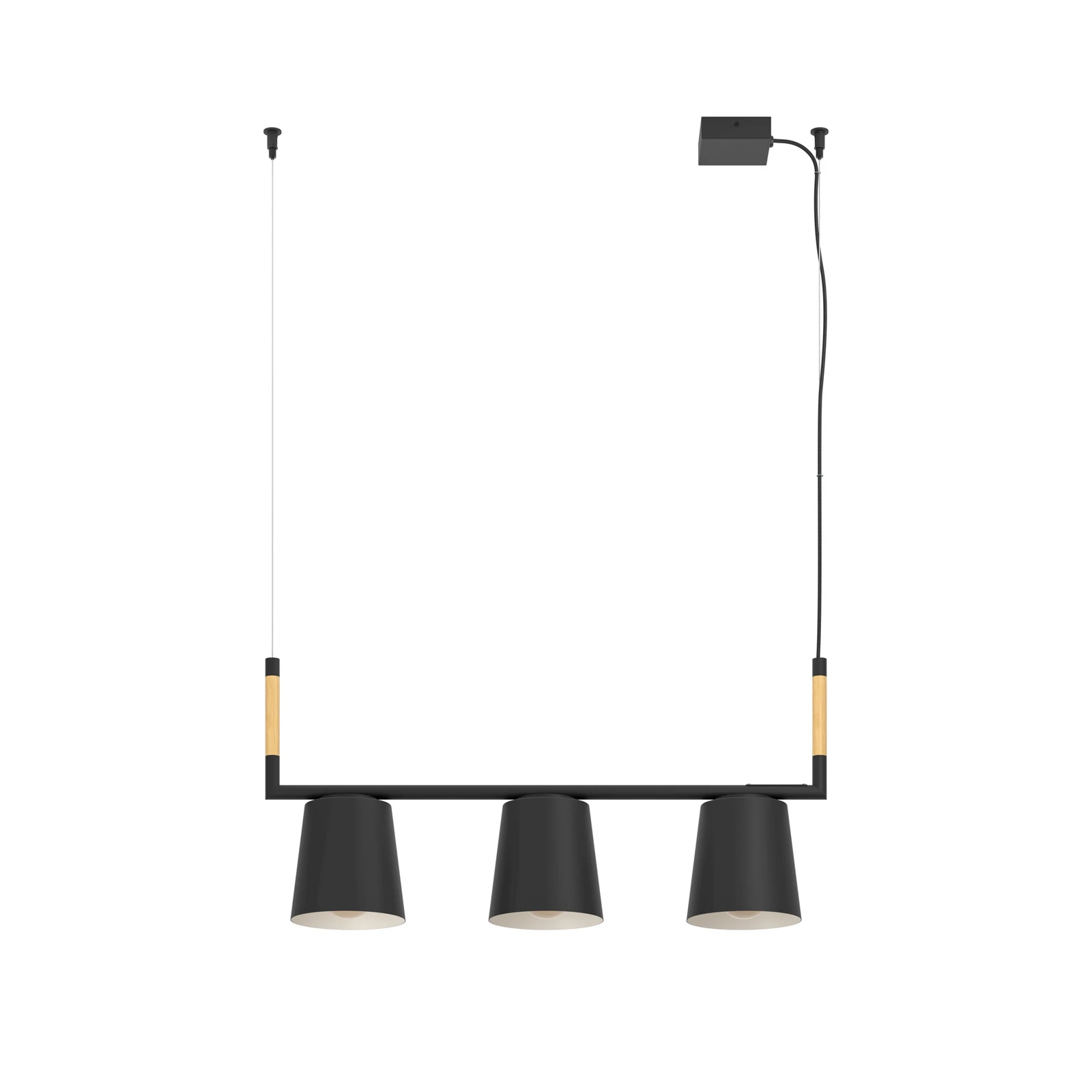 Lacey függőlámpa, 78 cm hosszú, fekete, 3-lámpás, acél