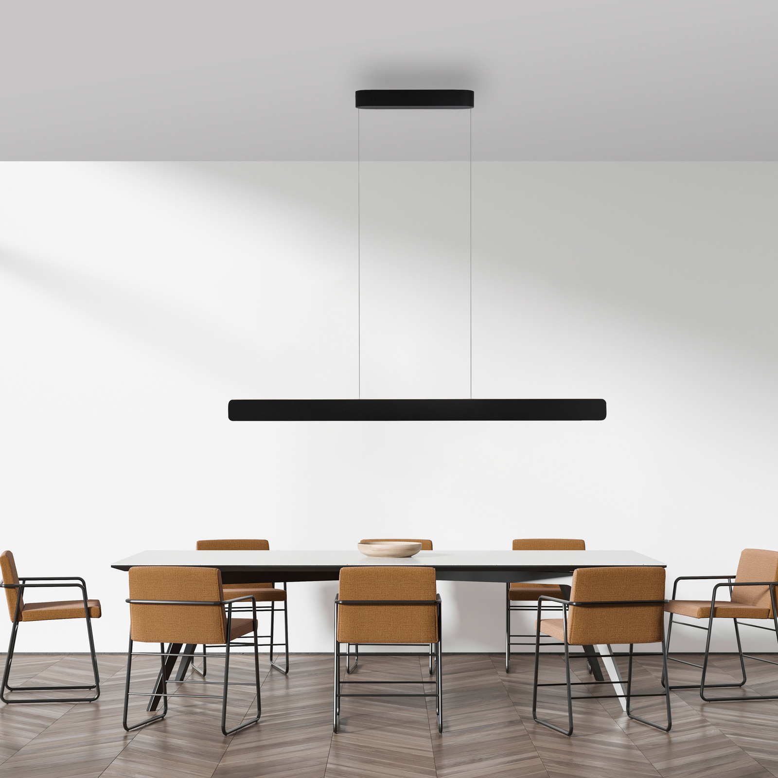 Lámpara colgante LED Q-Stretto de Paul Neuhaus, negra, 120 cm