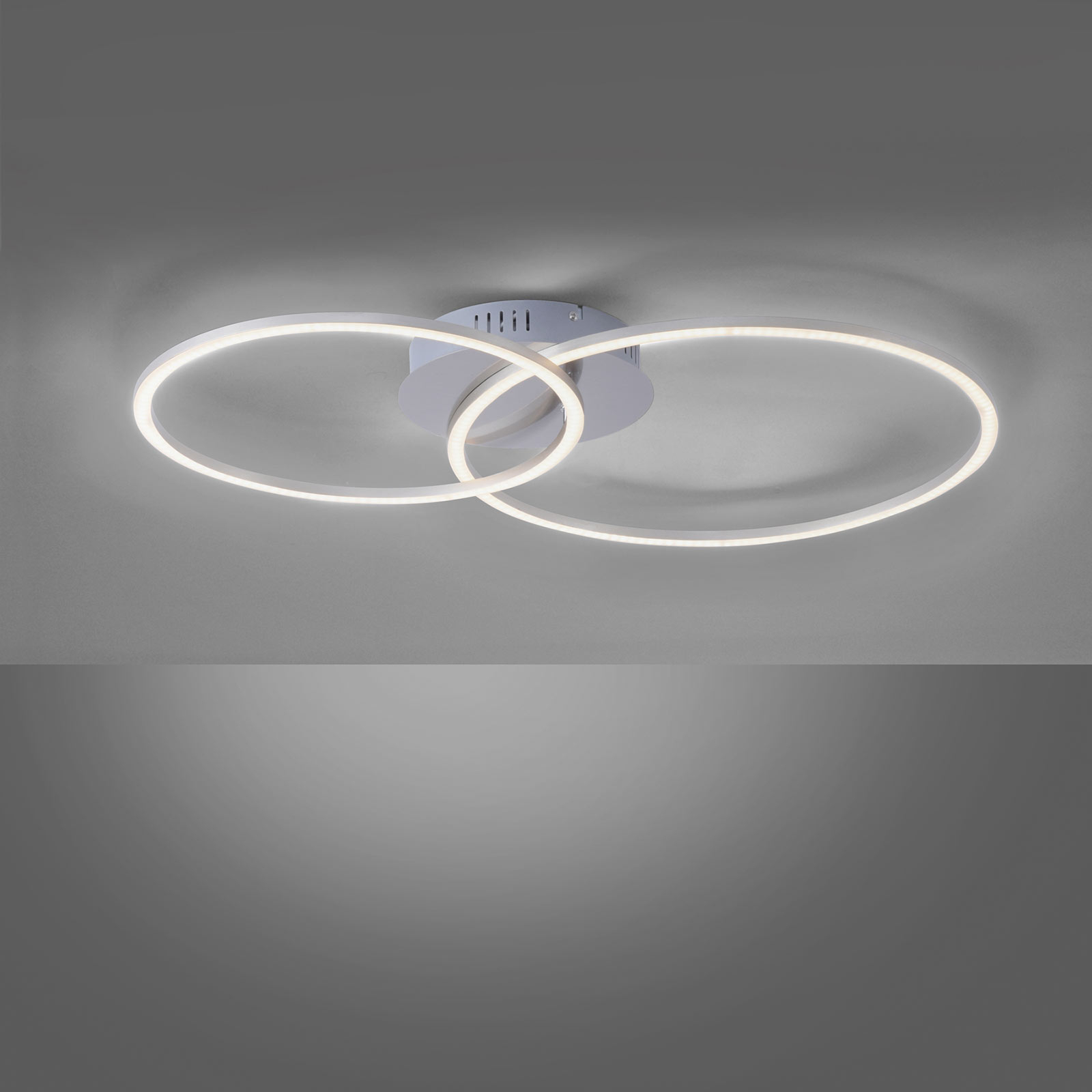 LED plafondlamp Ivanka, twee ringen, staal
