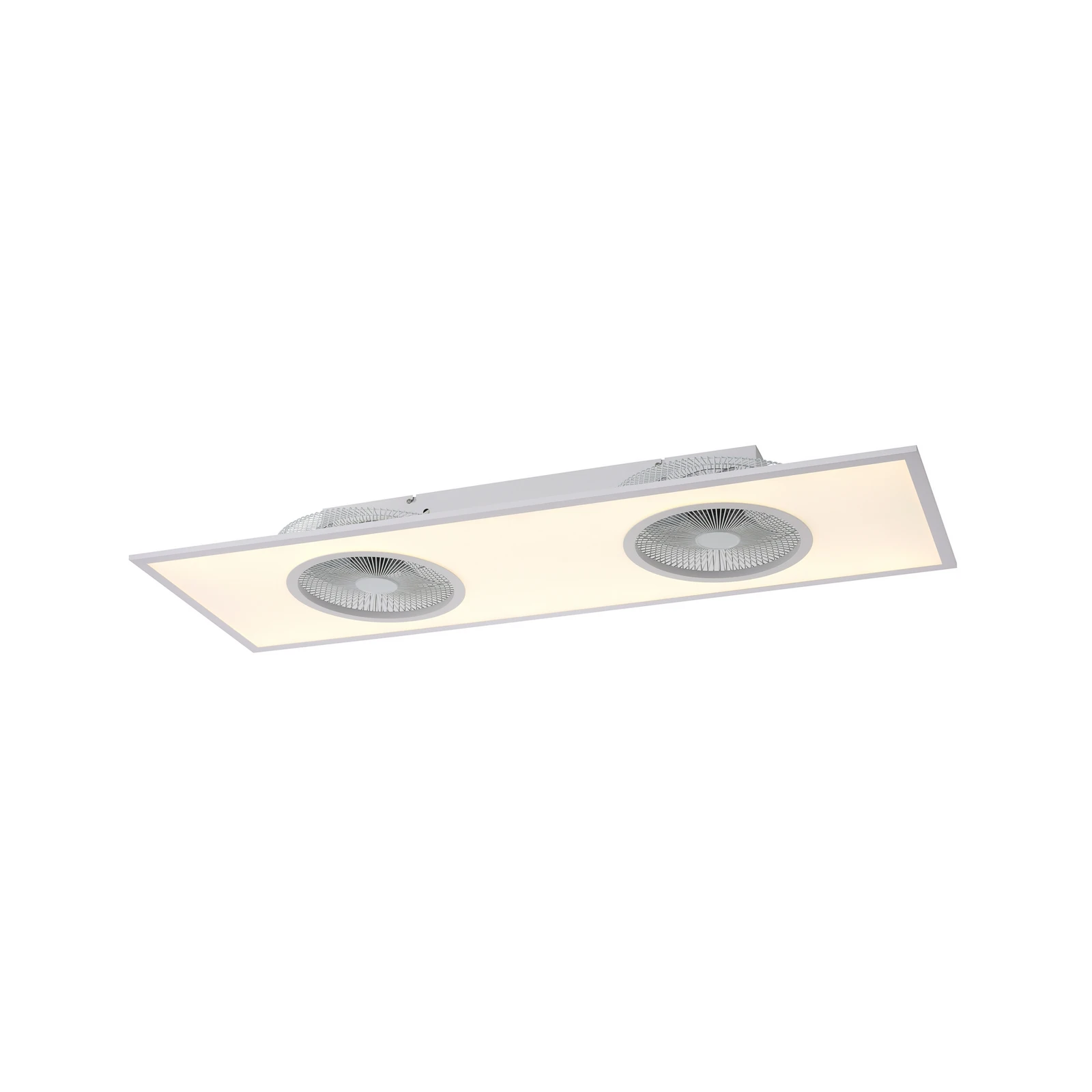 LED ceiling fan Flat-Air, CCT, white, 120x40cm
