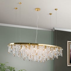 Lámpara colgante Crystalriver cortina cristal oro
