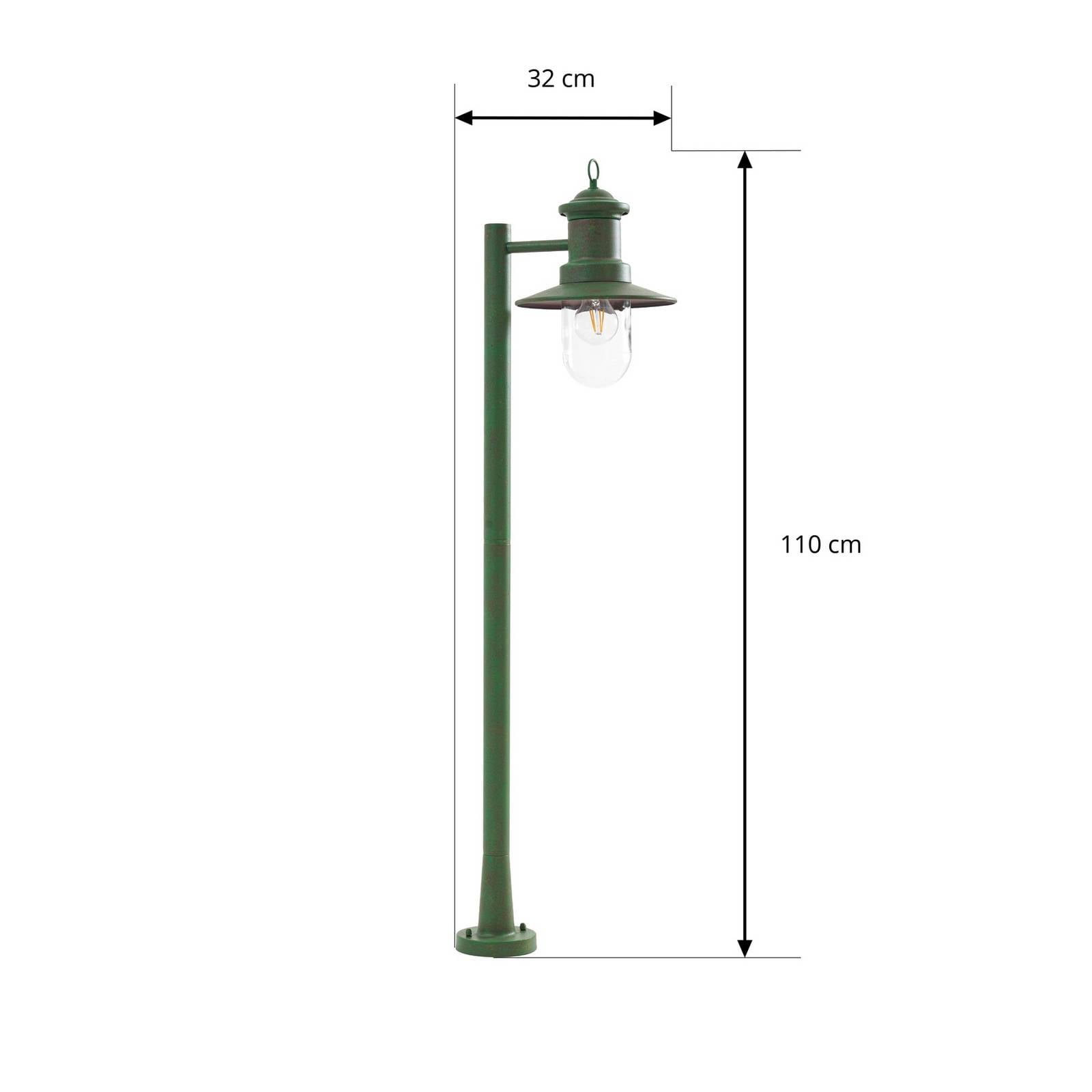 Lindby Słupek oświetleniowy Eloretta, zielona, 110 cm, stal, IP44, E27