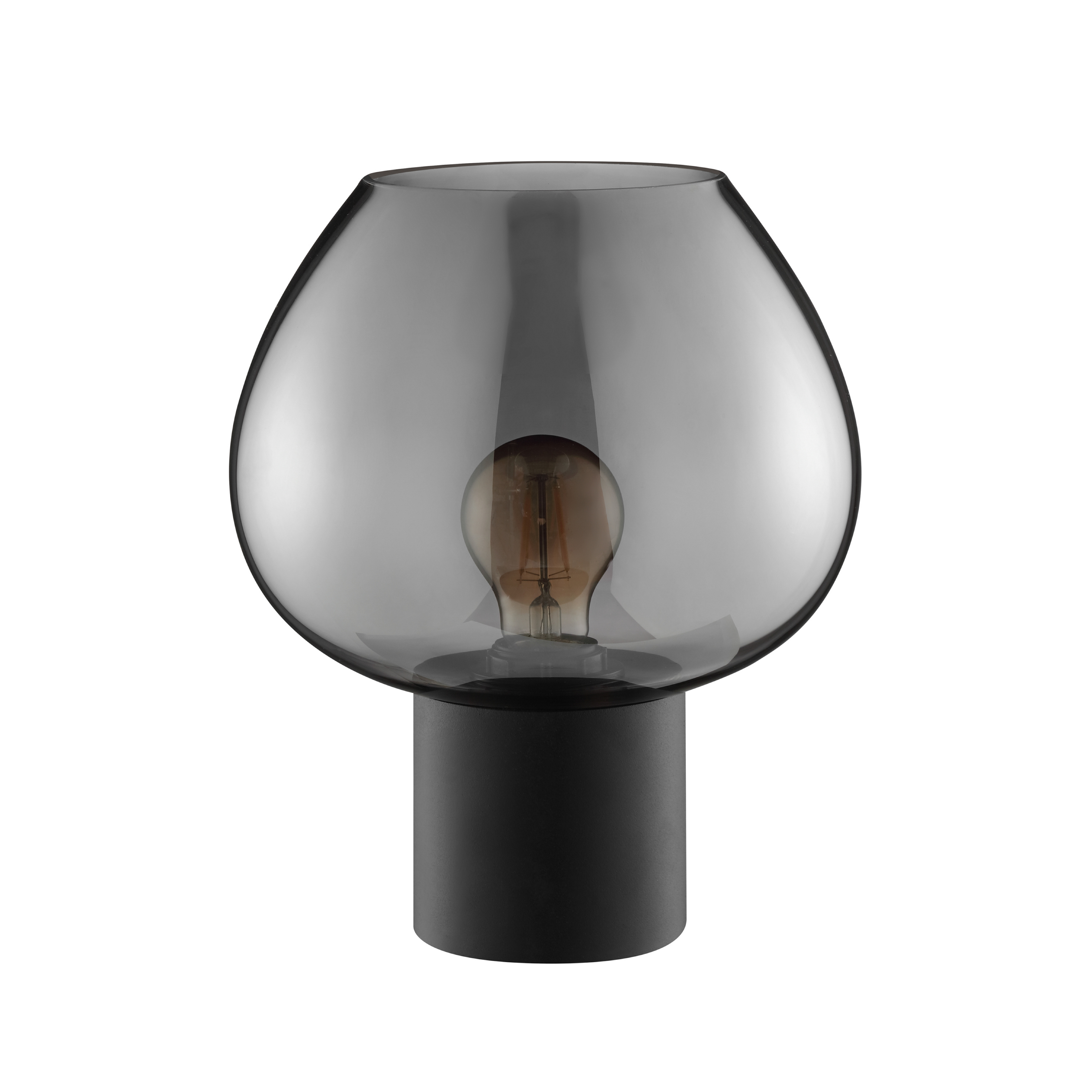Galda lampa Ligari, melna/dūmakaini pelēka, augstums 28 cm, metāls/stikls