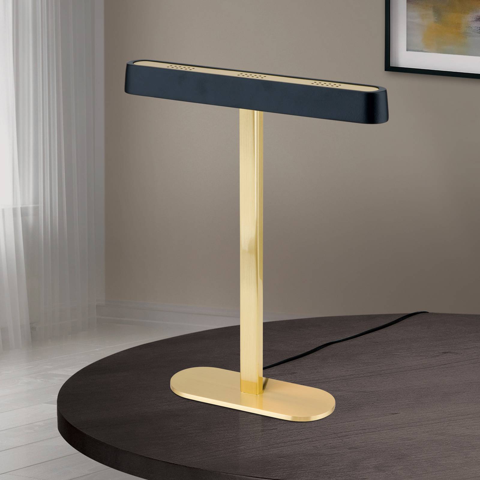 LED stolová lampa Auftakt zlatá/čierna