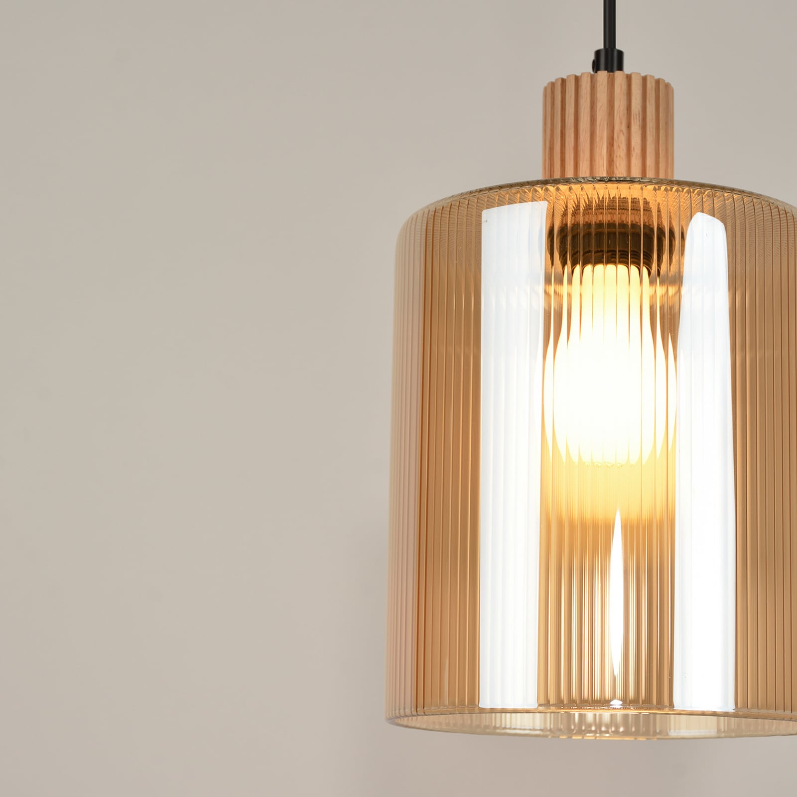 Żyrandol Giovanni, kolor bursztynowy/naturalny, średnica 18 cm, szkło