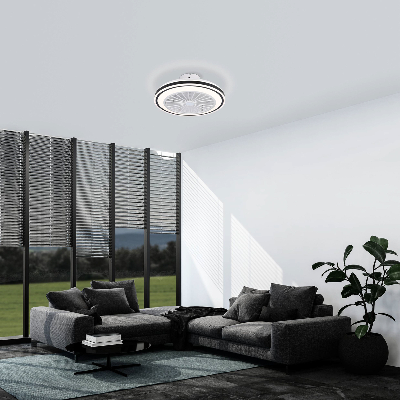 Almeria ceiling fan LED CCT, white/black
