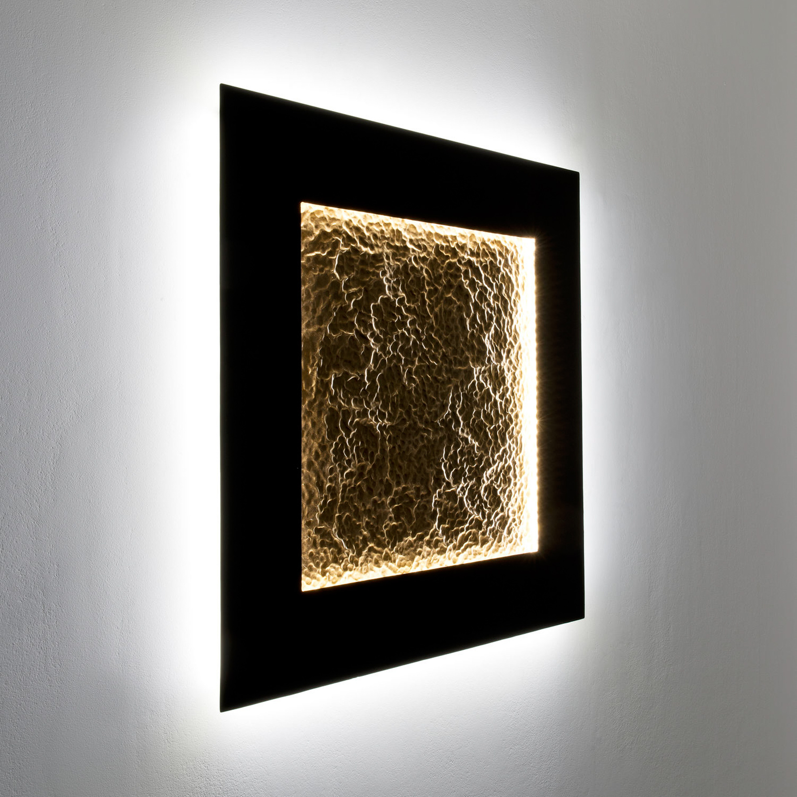 Candeeiro de parede Plenilunio Eclipse LED, castanho/dourado, 80 cm