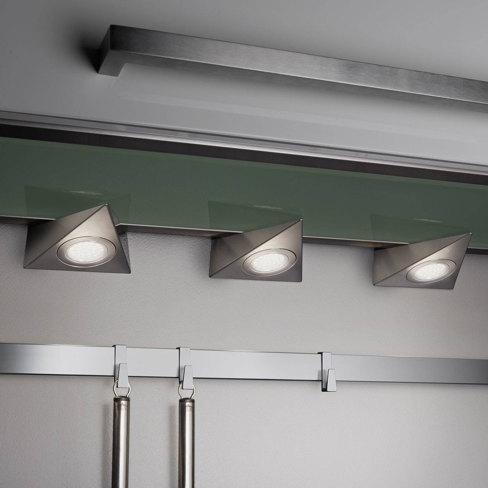 LED-benkbelysning Ecco 3-er-sett nikkel matt