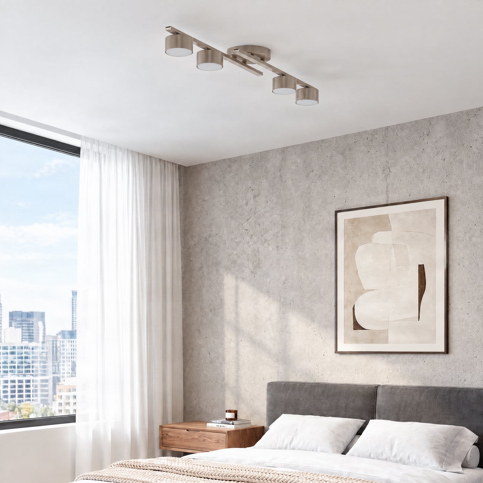FRAGMENT ceiling light, beige, length 87 cm, 4-bulb, metal FRAGMENT ceiling light, beige, length 87 cm, 4-bulb, metal