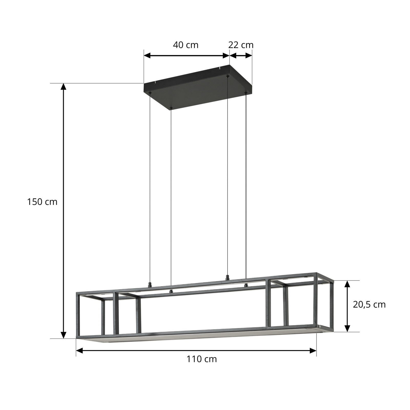 Lucande LED-hänglampa Estante, svart, dimbar, CCT