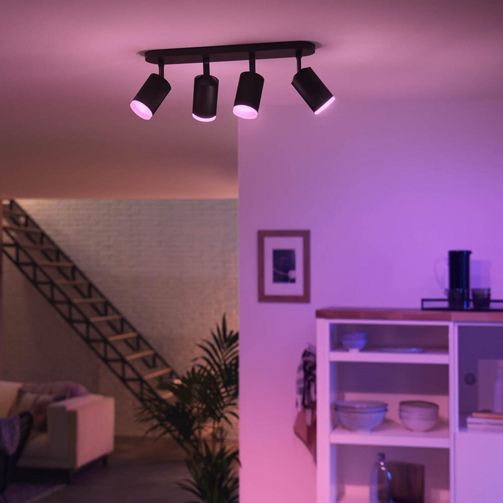 Fugato Spot 4 Plafonieră Bluetooth White/Color Amb. Black - Philips Hue