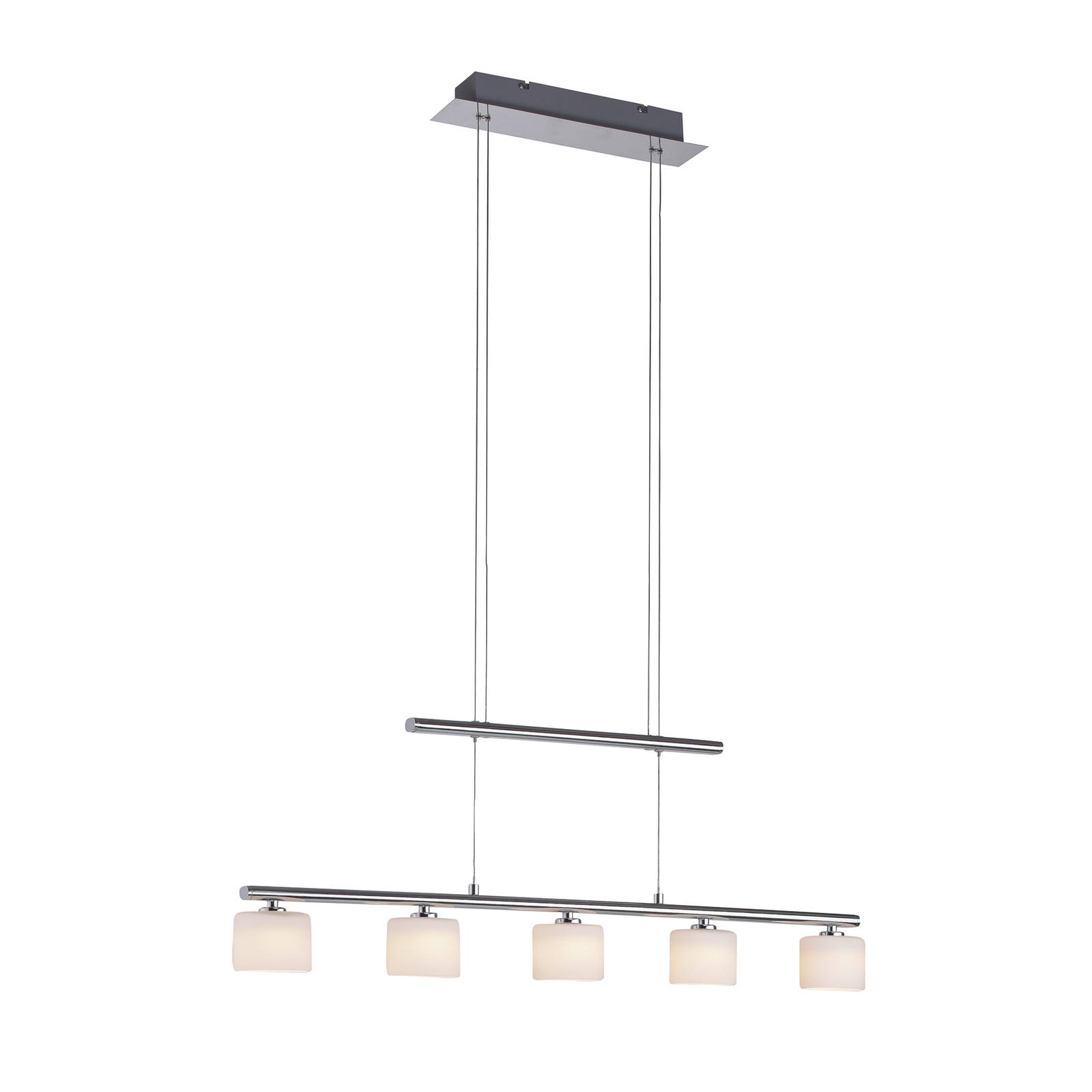 Paul Neuhaus LED-Hängeleuchte Hydra, stahlfarben, Glas, 80cm