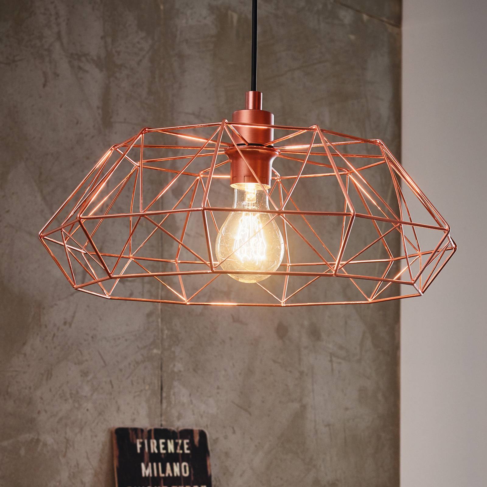 EGLO Suspension Carlton 2 grille cuivrée Ø 45,5 cm