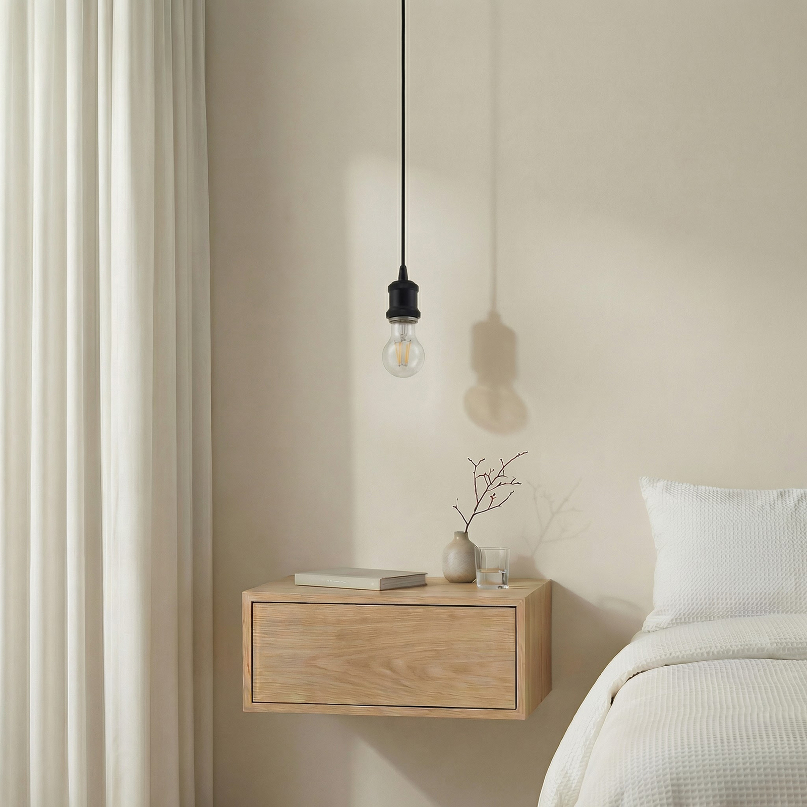 Lámpara colgante Lindby Hattie, portalámpara E27, negro, Ø 5 cm