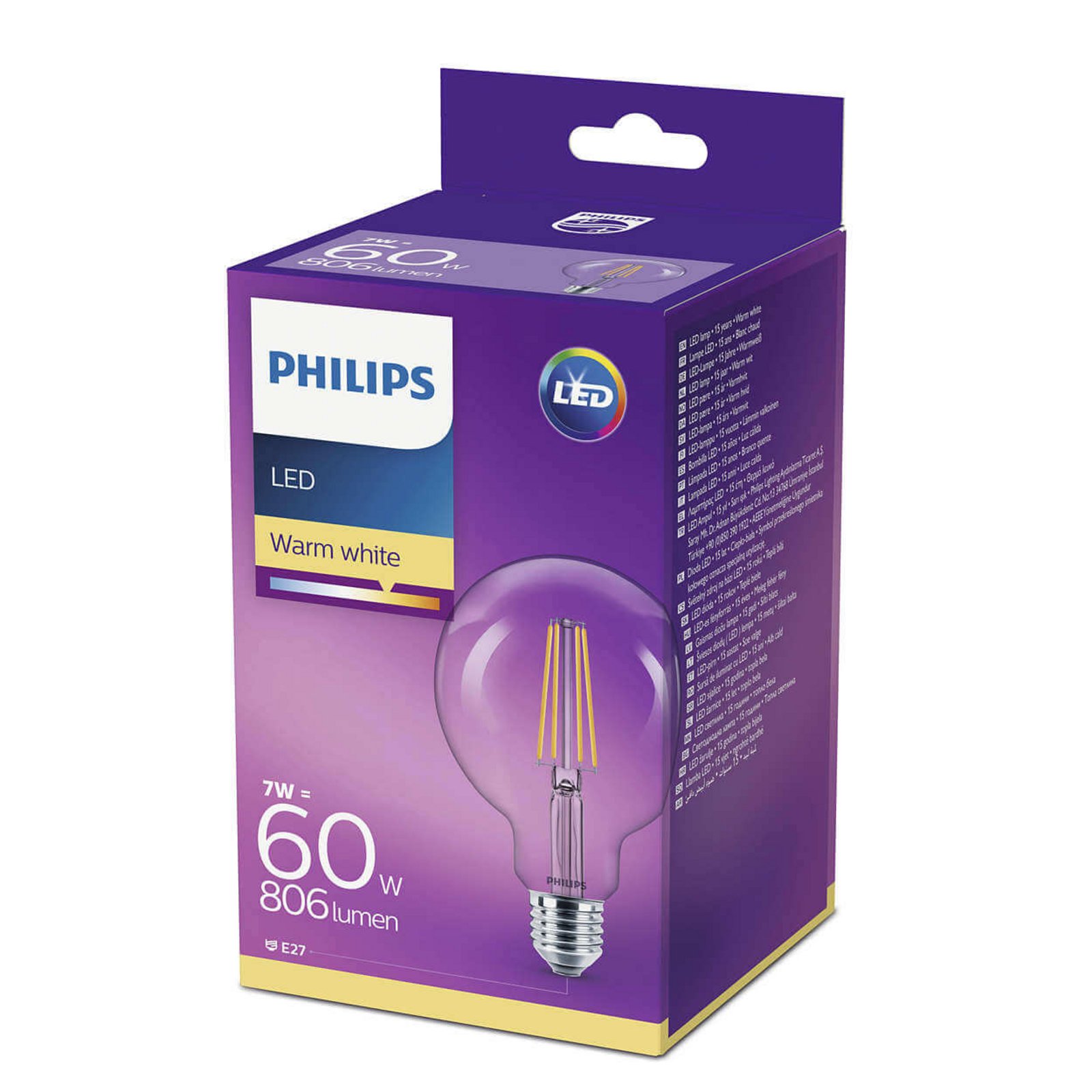 Bulb LED 7W (806lm) Filament Globe Ø93 E27 - Philips