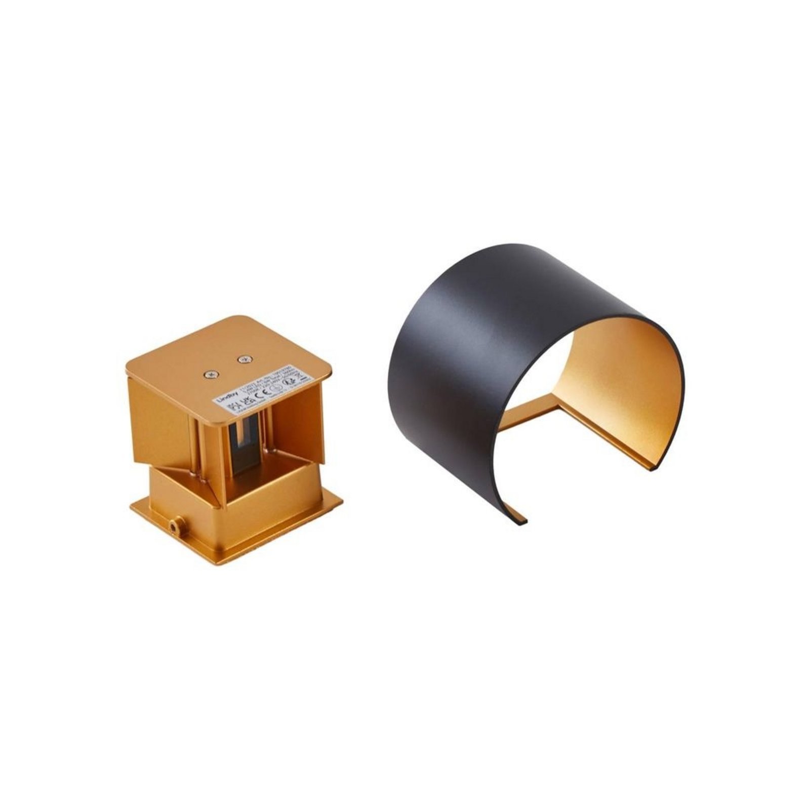 Nivar Round LED Aplique Exterior Black/Gold - Lindby