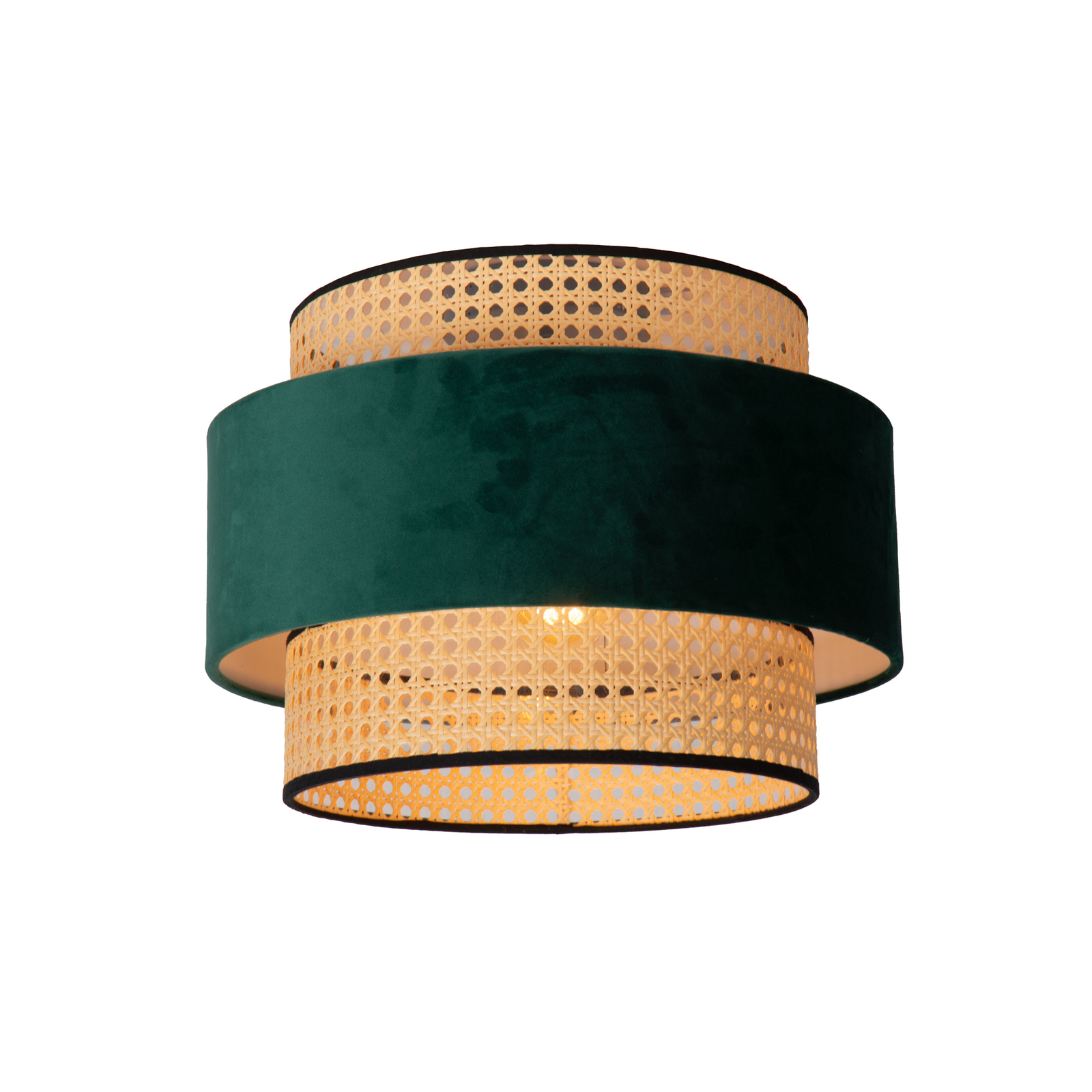 Javor ceiling lamp, rattan, Ø 38 cm, green